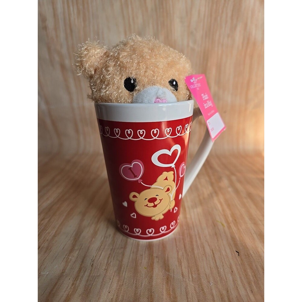 Valentines Day Plush In A Latte Mug TEDDY BEAR NEW